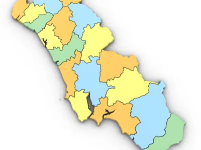 3d Political Map of Portugal 3D model