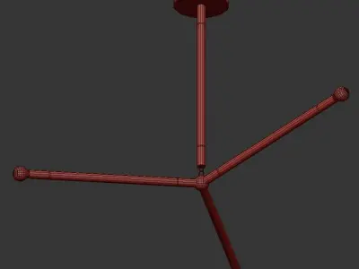 ARROW modern pendant light with two wooden rods 3D model