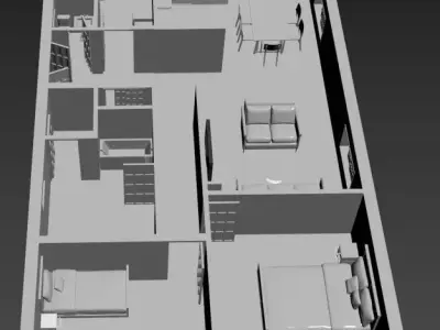 house model floor plan of Free low-poly 3D model