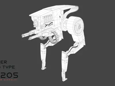 two legs robot animation 3D model