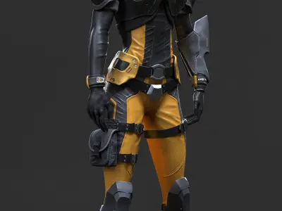 Sci-Fi Girl 1 - Game - Ready Low-poly 3D model