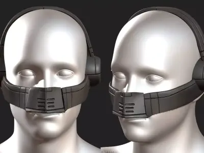 gas mask respirator scifi futuristic  Low-poly 3D model