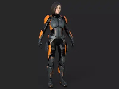 Futuristic Girl Low-poly 3D model