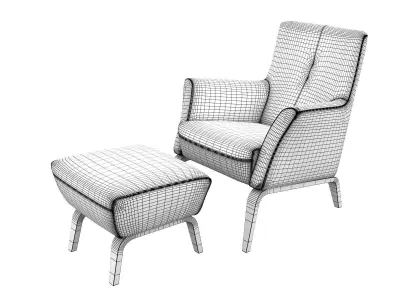 Palio Armchair Low  Pouf 3D model