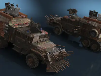  Post-Apocalyptic War Truck with Heavy Armor 