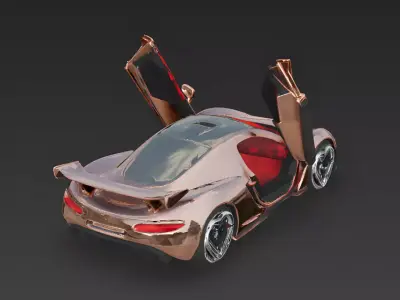 Valentine Rose Gold Hypercar 3D Model Low-poly 3D model