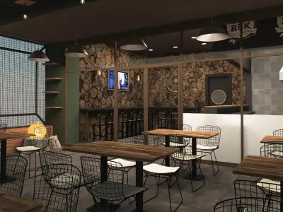 Restaurant interior Low-poly 3D model