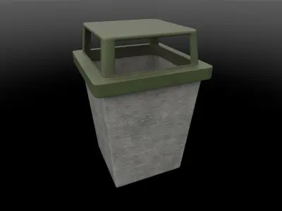 Cement Dustbin Low-poly 3D model
