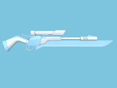 Sniper Gunblade 08 Blue Cartoon - Character SciFi Design Low-poly 3D model