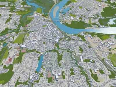 Middletown Connecticut USA 15km Low-poly 3D model