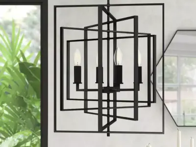 Yarnell 4 - Light Lantern Geometric Chandelier - 3 colour 3D model
