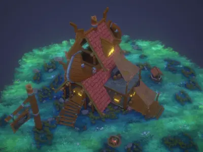 Viking house Low-poly 3D model