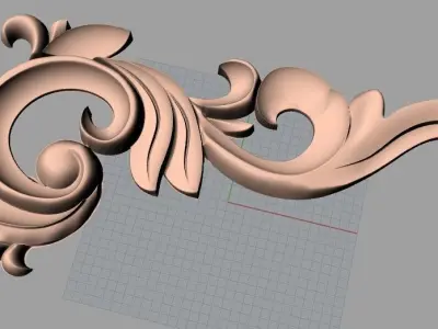 Furniture decorative corner flower 3D STL model for CNC E873 3D model