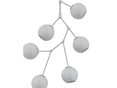 Neutron 8 chandelier with five glass balls hanging from it 3D model