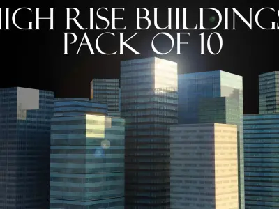 High rise buildings Low-poly 3D model