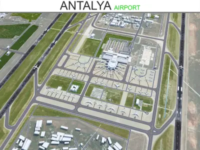 Antalya Airport 15km Low-poly 3D model