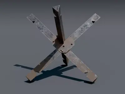 Anti-tank hedgehog  Low-poly 3D model