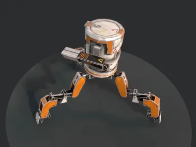 Three legged Mech Robot Low-poly 3D model