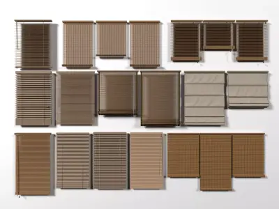 Bamboo Blinds Roman Shades Collection 3D Model Pack Low-poly 3D model