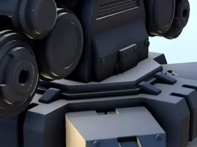 Quadruple barrel turret 1  supported version - Future Sci-Fi SF  3D print model