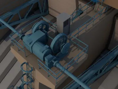 Poly Hydroelectric Dam Low-poly 3D model
