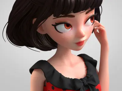  Cartoon Brunette Woman 