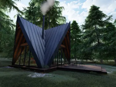 Forest house  Low-poly 3D model