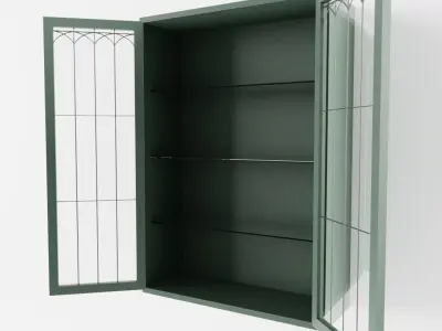 Green 2-Door Cottage Kitchen Wall Cabinet 3D model