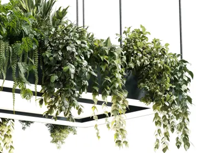 Rectangle pot light pendant - plant light hanging - indoor plant 3D model