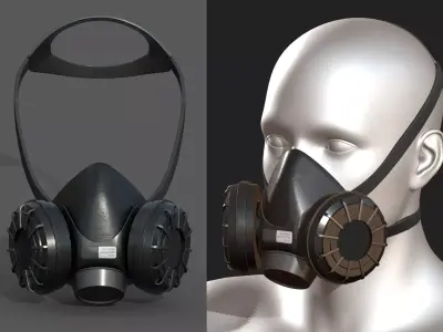Gas mask respirator military combat fantasy  Low-poly 3D model