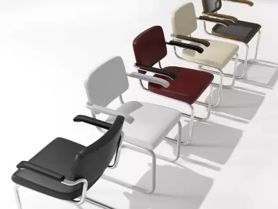 S 64 chair with chrome frame and fabric 3D model