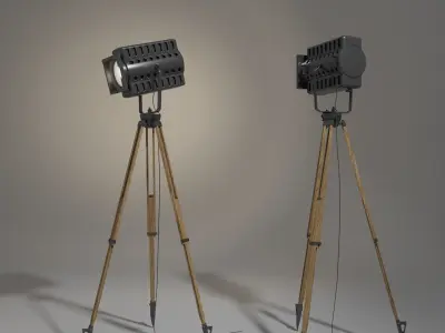 Tripod studio lamp model with Textures  3D model