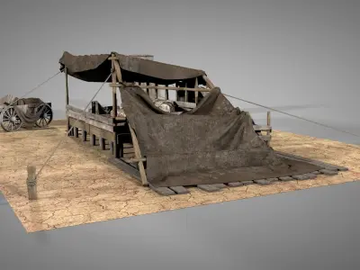 Wooden Desert Shelter 3D model