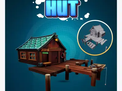 Wooden Hut Low-poly 3D model purchase