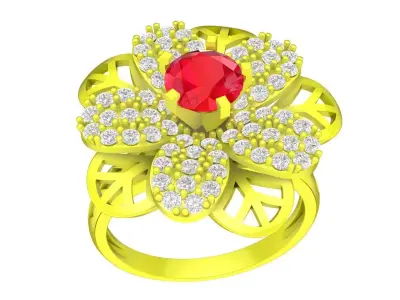 Elegant Floral Halo Diamond Ring 3D Model  4471 3D print model