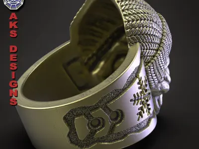 skull ring  jewelry Alien with cap v1  3D print model
