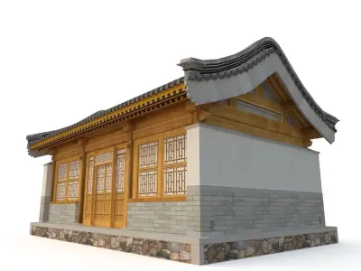 Ancient Chinese Architecture Distribution room 02 Low-poly 3D model