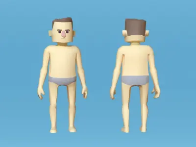 Cartoon lowpoly characters  pack Low-poly 3D model
