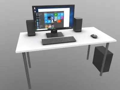 Personal office computer Low-poly 3D model