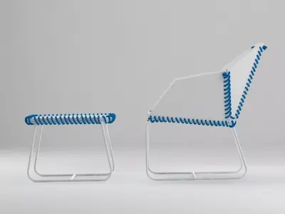 Textile Armchair and Coffee Table 3D model