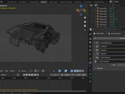Alien Spaceship Crash Simulated Scene  3D model