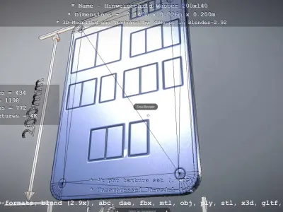 Hinweisschild Wasser 200x140mm Low-poly 3D model