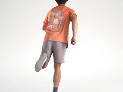 Man Casual Skating Street Low poly Chris 2311 3D model