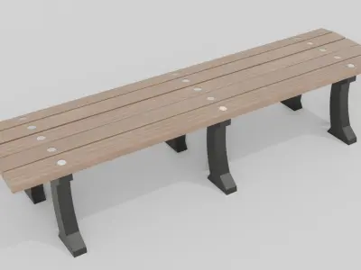 Outdoor Wooden Bench 18 Low-poly 3D model