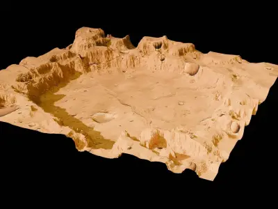 Landscape crater Mars  Low-poly 3D model