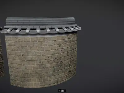 Korean Traditional Hanok Wall 02 - 2 more Texture sets Low-poly 3D model