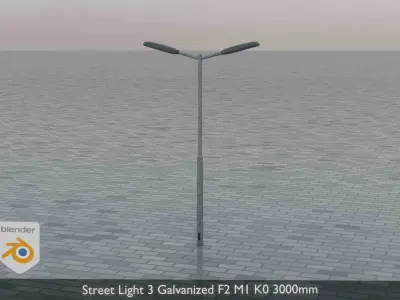 Street Light 3 Galvanized F2 M1 K0 3000 mm  Low-poly 3D model