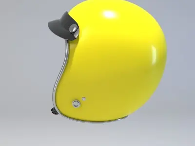 Yellow Retro Motorcycle Helmet 3D model