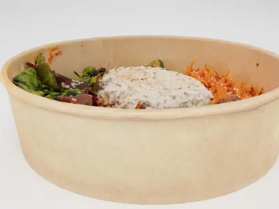 Bibimbap Korean rice dish Poke bowl lunch with rice beef cabbage 3D model