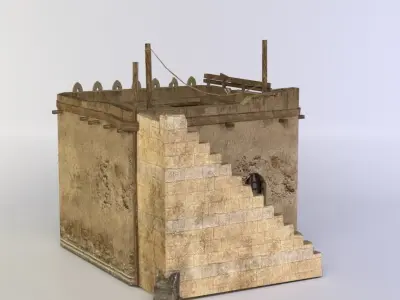 Building old with stairs and door Low-poly 3D model purchase